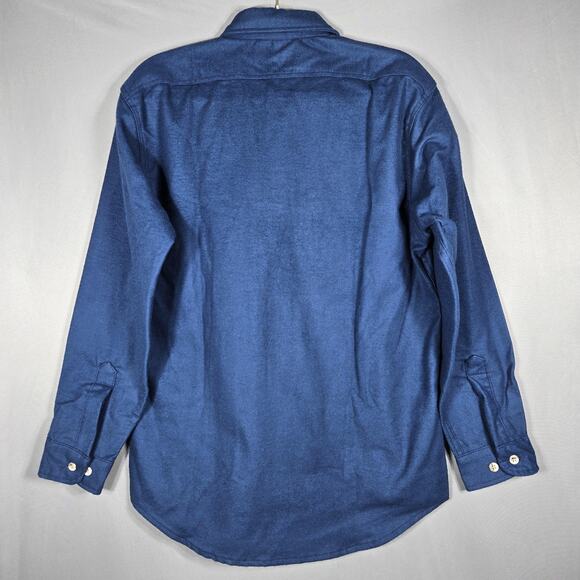 Vintage Cabelas Chamois Shirt Mens M Blue 100% Cotton Made USA Heavyweight Work - Picture 10 of 13
